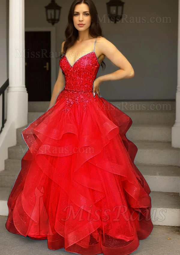 A Line Sweetheart Blue Tulle With Appliques Long Prom Dress