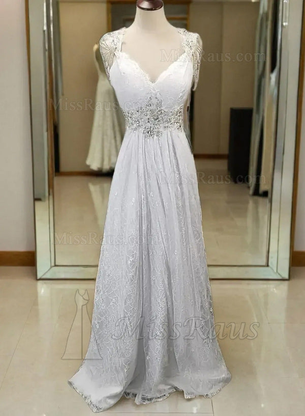 A Line Ivory Lace Sweetheart Beach Wedding Dress With Beads