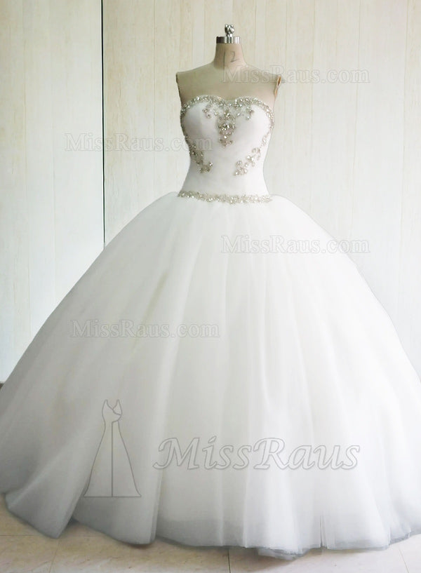 Tulle Sweetheart Ball Gown Wedding Dress With Beads