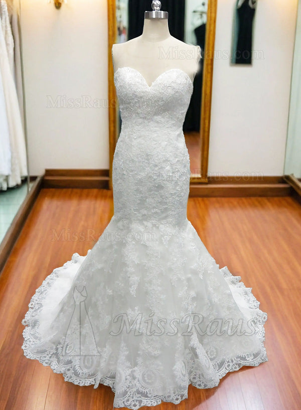 Mermaid Sweetheart Lace Long Wedding Dress